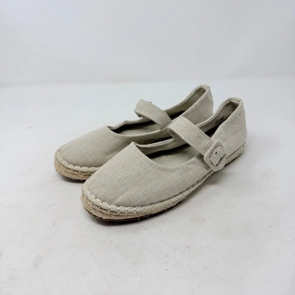 Haute Hippie Oatmeal Cecily Mary Jane Espadrille Flats Canvas‎ Size 8.5 Boho